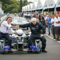 London Mayor Boris Johnson Drives Formula E Racecar Photos