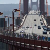 Indy Cars Drive Golden Gate Bridge Indycar