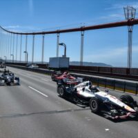 Indy Cars Drive Golden Gate Bridge Photos