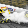 Joey Logano vs Matt Kenseth Crash At Martinsville Speedway NASCAR race
