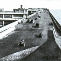 Cars on rooftop race track