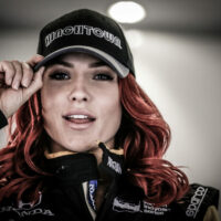 james hinchcliffe gives sharna burgess a ride in two seater indycar