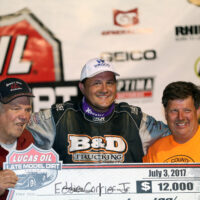 Eddie Carrier Jr and Donnie Moran Muskingum County Speedway Victory Lane 5937