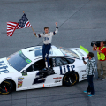 Brad Keselowski won at Talladega Superspeedway in his 300th NASCAR start