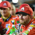 Dale Earnhardt Jr shares beers with the crew after his final race