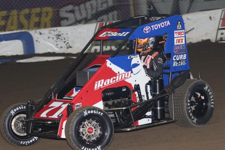 Christopher Bell in his iRacing Dirt Midget during the 2018 Chili Bowl Nationals