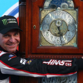Clint Bowyer wins the grandfather clock