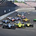 2018 Indy 500 start - Ed Carpenter leads into turn 1