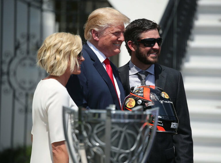 Donald Trump, Martin Truex Jr and Sherry Pollex at the White House