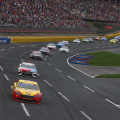 Joey Logano leads Kyle Busch in the Coca-Cola 600 at Charlotte Motor Speedway