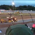 Runaway tractor at the dirt track