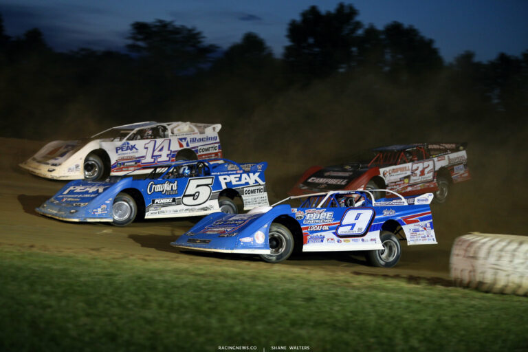 Devin Moran, Don O'Neal, Darrell Lanigan and Bobby Pierce at Muskingum County Speedway 1793