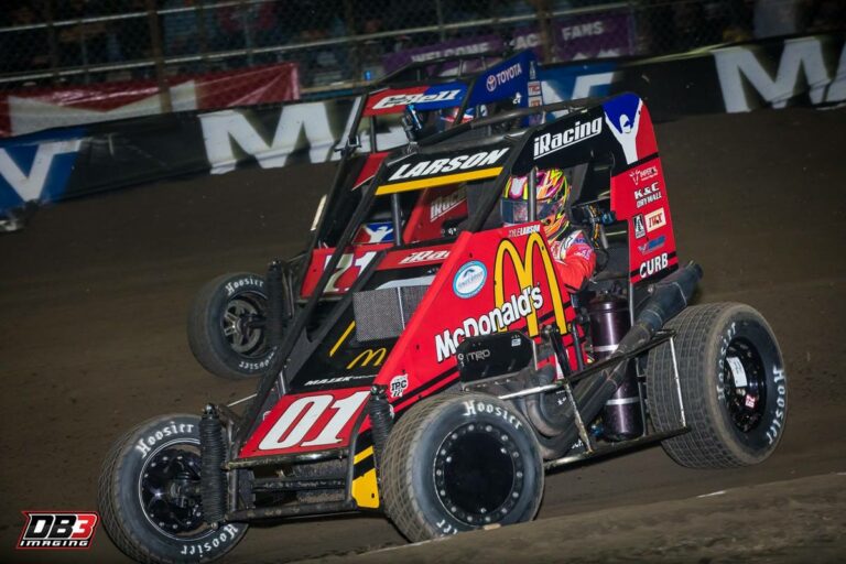 Kyle Larson and Christopher Bell in the Chili Bowl Nationals
