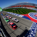 Austin Dillon, Kevin Harvick, Kyle Busch and Denny Hamlin lead them to the green at Auto Club Speedway
