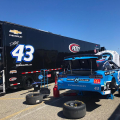 Bubba Wallace and Richard Petty Motorsports in the NASCAR garage area