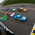 Kevin Harvick and Clint Bowyer lead them to green at the Kansas Speedway - NASCAR