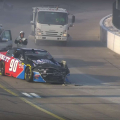 Dillon Bassett hits the sweeper truck at Iowa Speedway