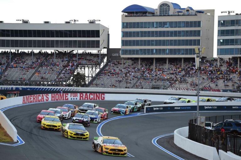 Clint Bowyer leads Brad Keselowski on the ROVAL at Charlotte Motor Speedway - NASCAR Cup Series