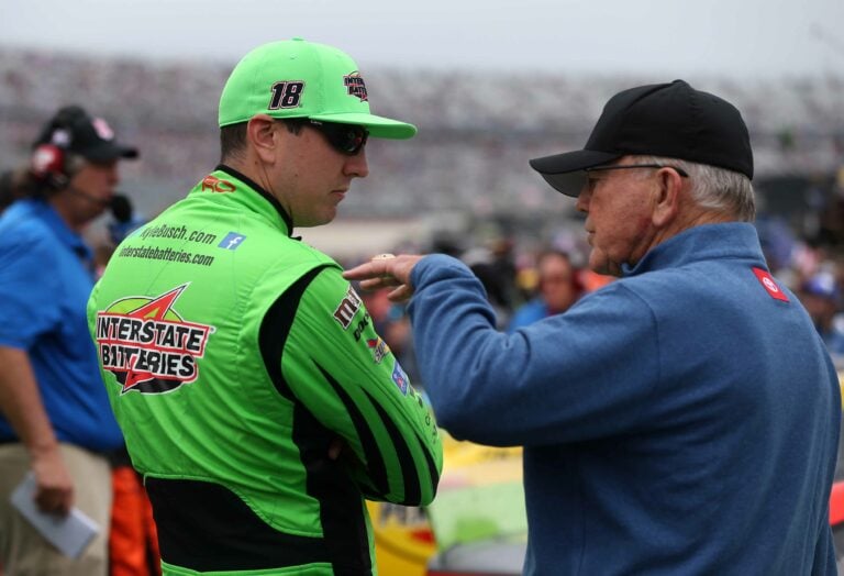 Kyle Busch and NASCAR team owner Joe Gibbs