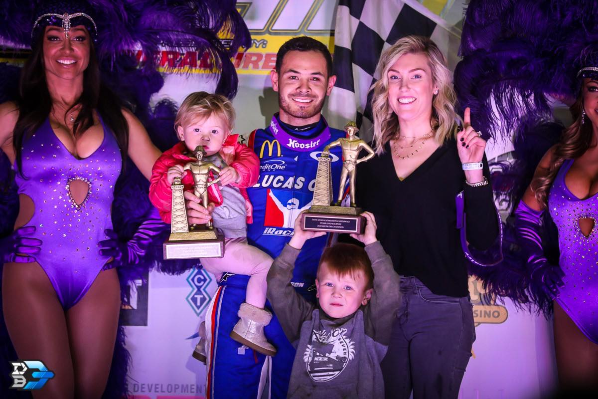 Kyle Larson and his wife Katelyn Larson is Chili Bowl victory lane