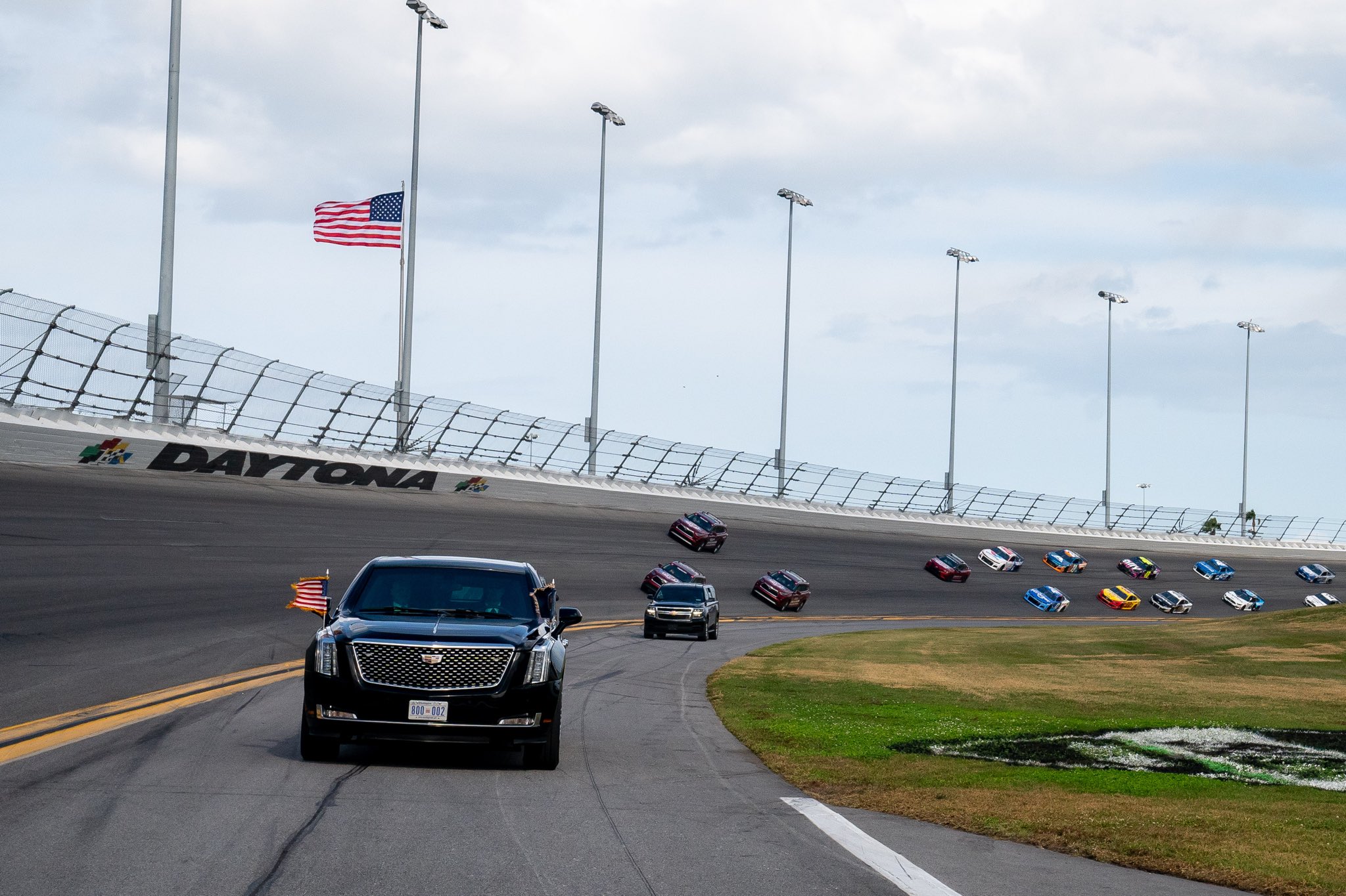 US President Donald Trump makes laps at Daytona International Speedway - Daytona 500