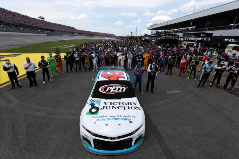 NASCAR stands with Bubba Wallace at Talladega Superspeedway
