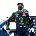 Riley Herbst in a mask at Bristol Motor Speedway - NASCAR Xfinity Series