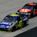 Jimmie Johnson and Juan Pablo Montoya at Dover International Speedway in 2007 - NASCAR Cup Series