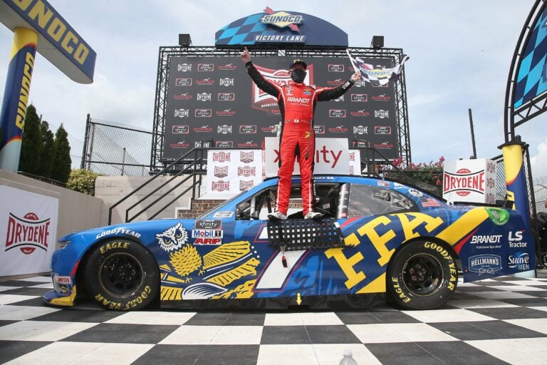 Justin Allgaier in victory lane - Dover International Speedway - NASCAR Xfinity Series