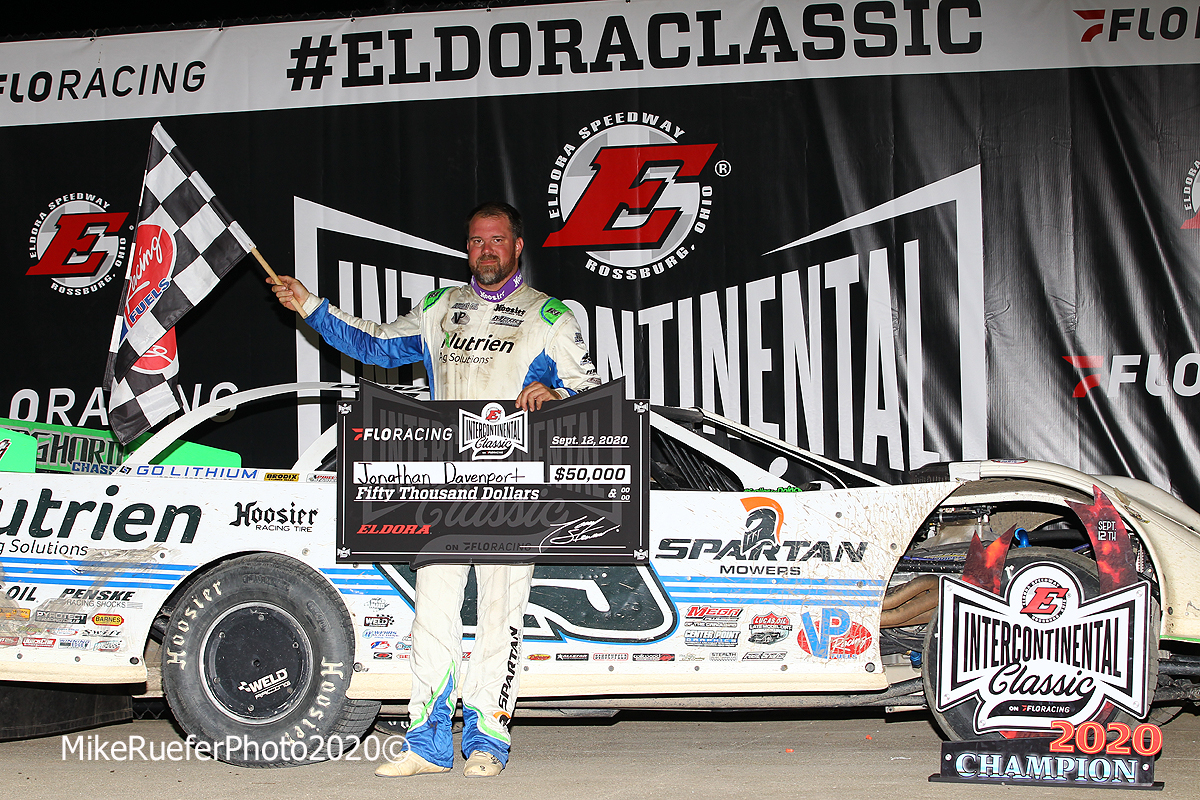 Jonathan Davenport in victory lane at Eldora Speedway - Intercontinental Classic