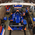 Scott Dixon at Mid-Ohio - Indycar garage