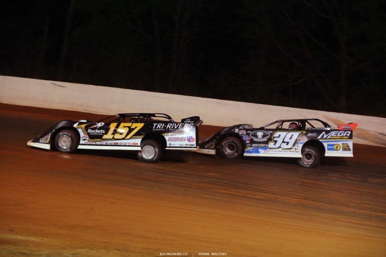 Mike Marlar and Tim McCreadie at Ponderosa Speedway - Dirt Track Racing - Lucas Oil Late Model Dirt Series 5221