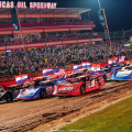 Four wide salute at Lucas Oil Speedway - Dirt Late Models 6192