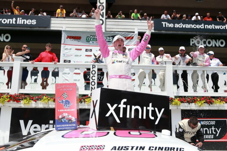 Austin Cindric in victory lane at - Pocono Raceway - NASCAR Xfinity Series