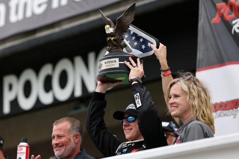 John Hunter Nemechek in victory lane - NASCAR Truck Series - Pocono Raceway