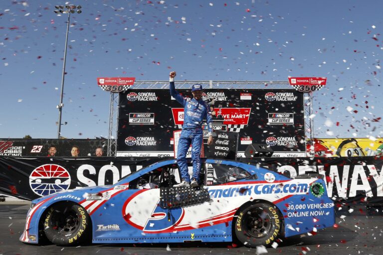 Kyle Larson in victory lane at Sonoma Raceway - NASCAR Cup Series