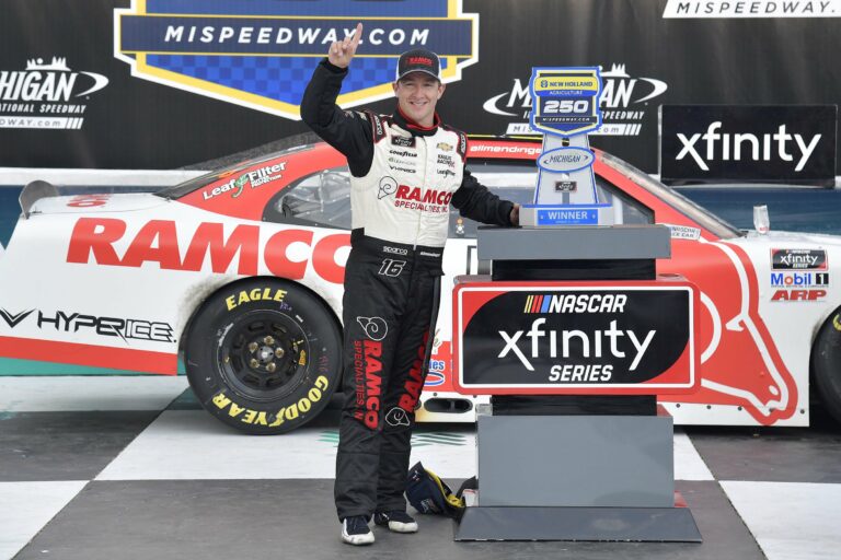 AJ Allmendiner in victory lane at Michigan International Speedway - NASCAR Xfinity Series