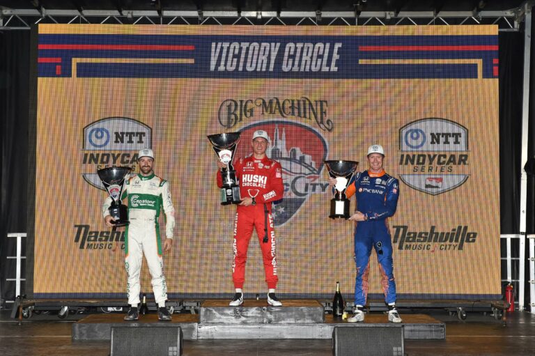 Marcus Ericsson, Scott Dixon, James Hinchcliffe - Nashville Podium - Indycar Series