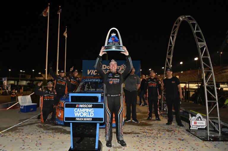 Sheldon Creed stands in victory lane Gateway - NASCAR Truck Series 2