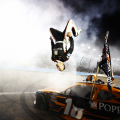 Daniel Hemric does a backflip after winning at Phoenix Raceway - NASCAR Xfinity Series