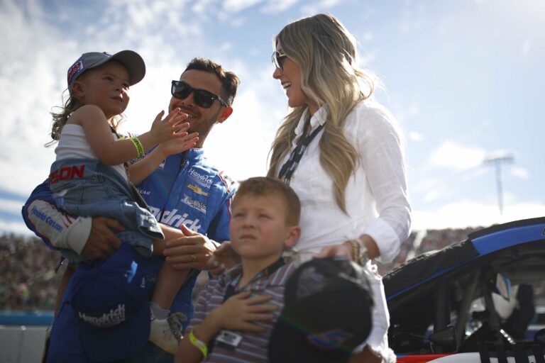 Kyle Larson with wife, Katelyn, son, Owen and daughter Audrey - NASCAR