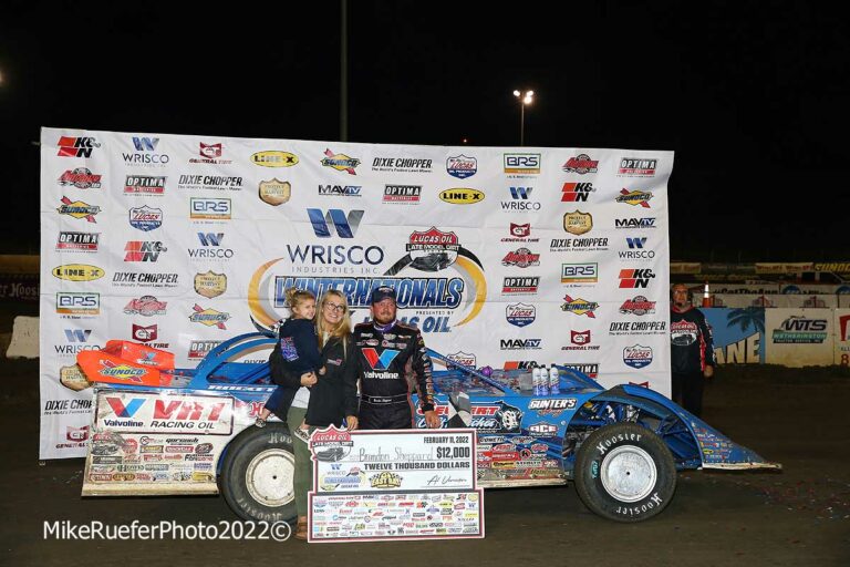 Brandon Sheppard and family in victory lane - East Bay Raceway Park - Lucas Oil Late Models