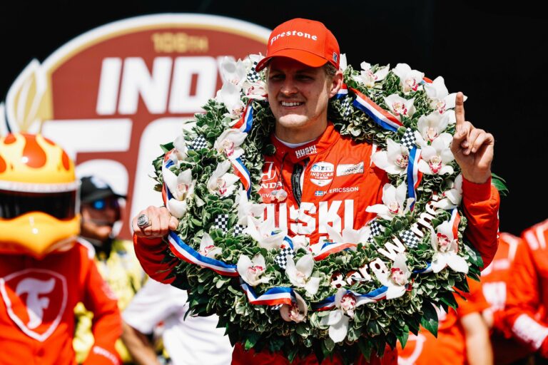 Marcus Ericsson in victory lane - Indy 500 - Indianapolis Motor Speedway - Indycar Series
