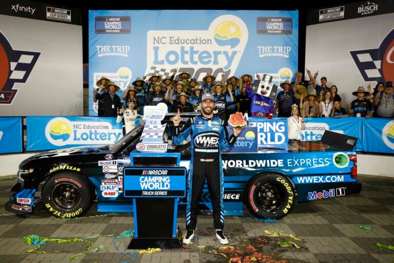 Ross Chastain in victory lane 2 - Charlotte Motor Speedway - NASCAR Truck Series