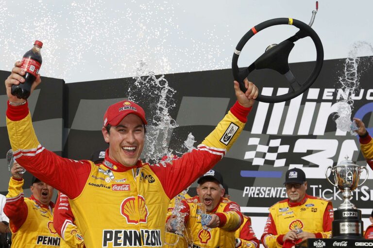 Joey Logano in victory lane at WWT Raceway at Gateway - NASCAR Cup Series