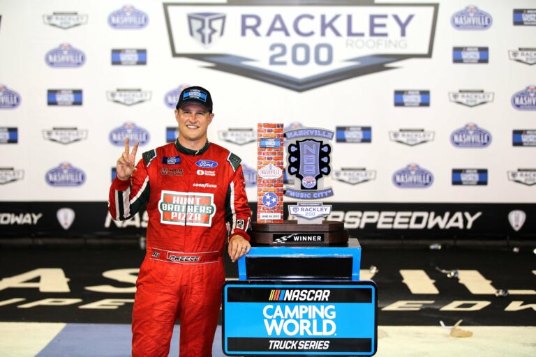 Ryan Preece in victory lane - Nashville Superspeedway - NASCAR Truck Series