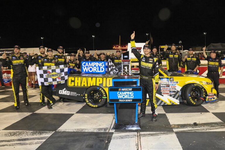 Grant Enfinger in victory lane - Indianapolis Raceway Park - NASCAR Truck Series