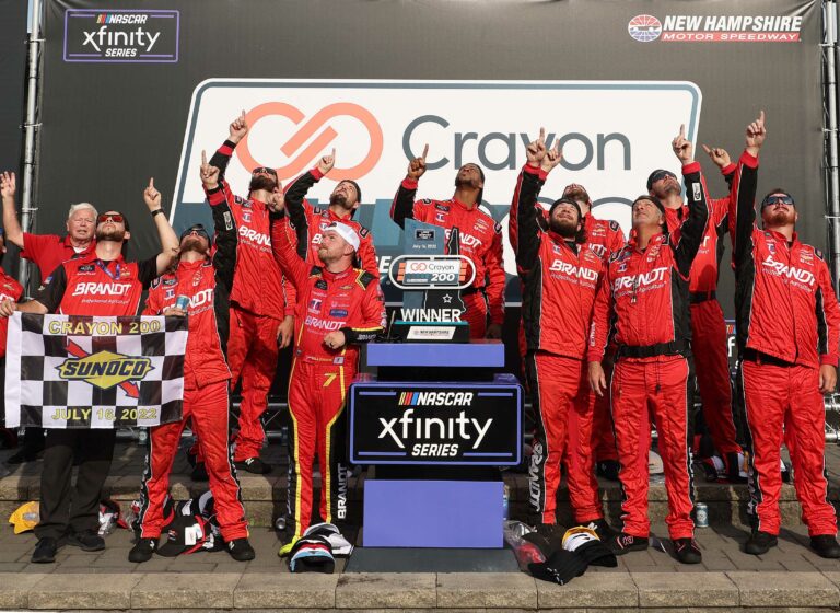Justin Allgaier in victory lane - NASCAR Xfinity Series - New Hampshire Motor Speedway