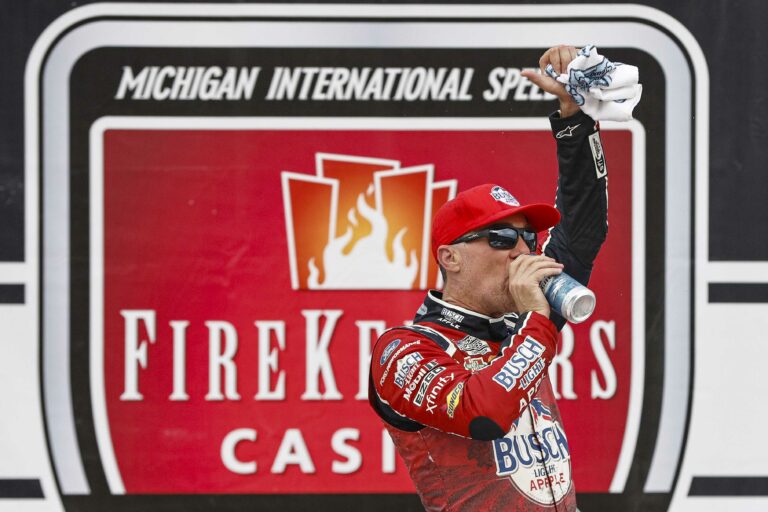 Kevin Harvick drinks beer - NASCAR Cup Series - Michigan International Speedway