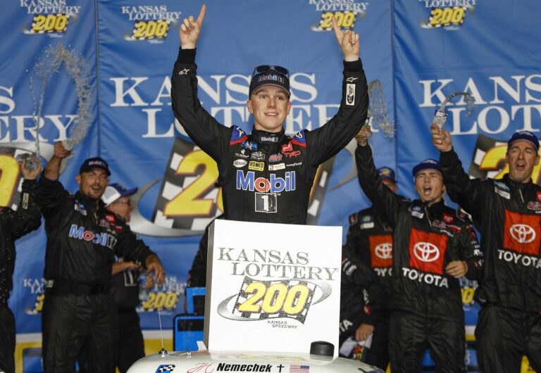 John Hunter Nemechek in victory lane - NASCAR Truck Series - Kansas Speedway